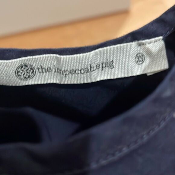 The Impeccable Pig Navy Embroidered Top - Picture 3 of 7